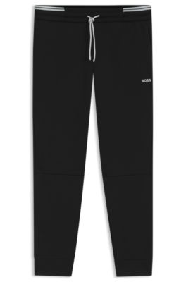 Stripe-detail tracksuit bottoms in a cotton blend, Black