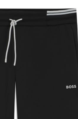 Stripe-detail tracksuit bottoms in a cotton blend, Black