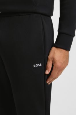 Stripe-detail tracksuit bottoms in a cotton blend, Black