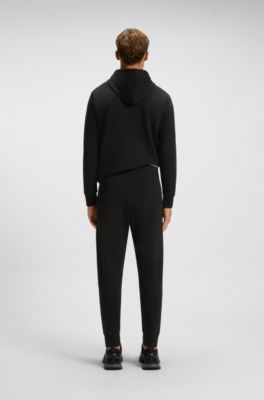 Stripe-detail tracksuit bottoms in a cotton blend, Black