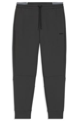 Stripe-detail tracksuit bottoms in a cotton blend, Dark Grey