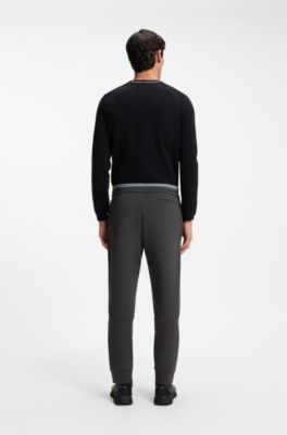 Stripe-detail tracksuit bottoms in a cotton blend, Dark Grey