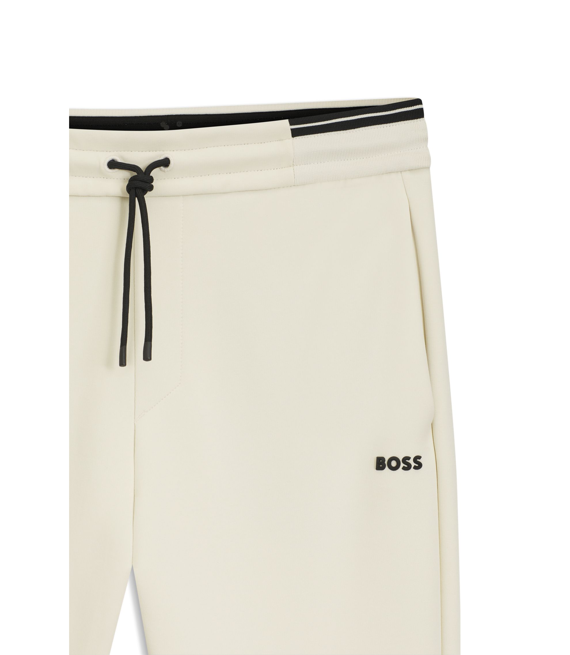 BOSS Stripe-detail tracksuit bottoms in a cotton blend White
