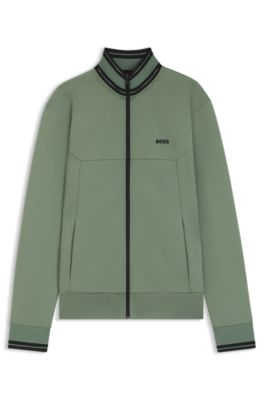 Sudadera de algod&oacute;n con cierre de cremallera y ribetes de rayas, Cal