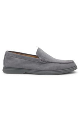 Mocasines de ante con logotipo en relieve, Gris