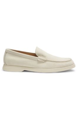 Mocasines de ante con logotipo en relieve, Blanco
