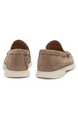 Mocassins en cuir su&eacute;d&eacute;, Beige