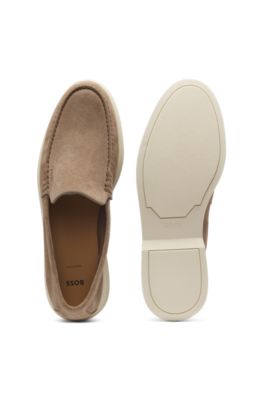Mocassins en cuir su&eacute;d&eacute;, Beige