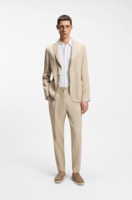 Debossed-logo loafers in suede, Beige