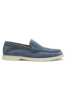 Mocasines de ante con logotipo en relieve, Celeste