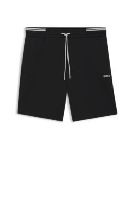 Stripe-detail shorts in a cotton blend, Black