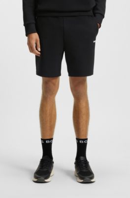 Shorts de algod&oacute;n con detalles de rayas, Negro