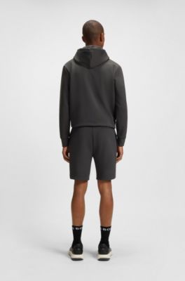 Short en coton m&eacute;lang&eacute; &agrave; rayures, Gris sombre