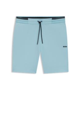 Shorts de algod&oacute;n con detalles de rayas, Celeste
