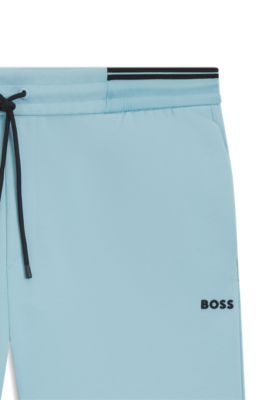 Shorts de algod&oacute;n con detalles de rayas, Celeste
