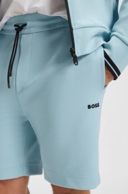 Shorts de algod&oacute;n con detalles de rayas, Celeste