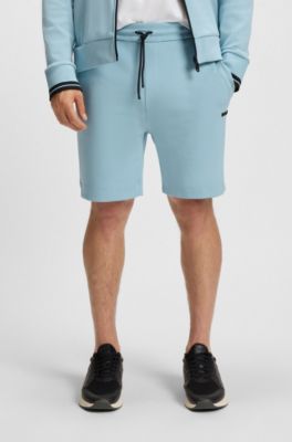 Shorts de algod&oacute;n con detalles de rayas, Celeste