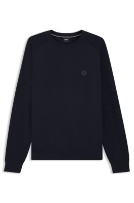 Cotton sweater with Double B monogram, Dark Blue