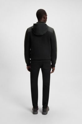 Porsche x BOSS knitted jacket with sleeve stripes, Black