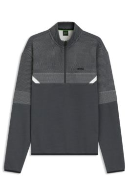 Sweat d&eacute;contract&eacute; en jacquard matelass&eacute; &agrave; encolure zipp&eacute;e , Gris sombre