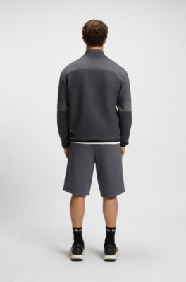 Sweat d&eacute;contract&eacute; en jacquard matelass&eacute; &agrave; encolure zipp&eacute;e , Gris sombre