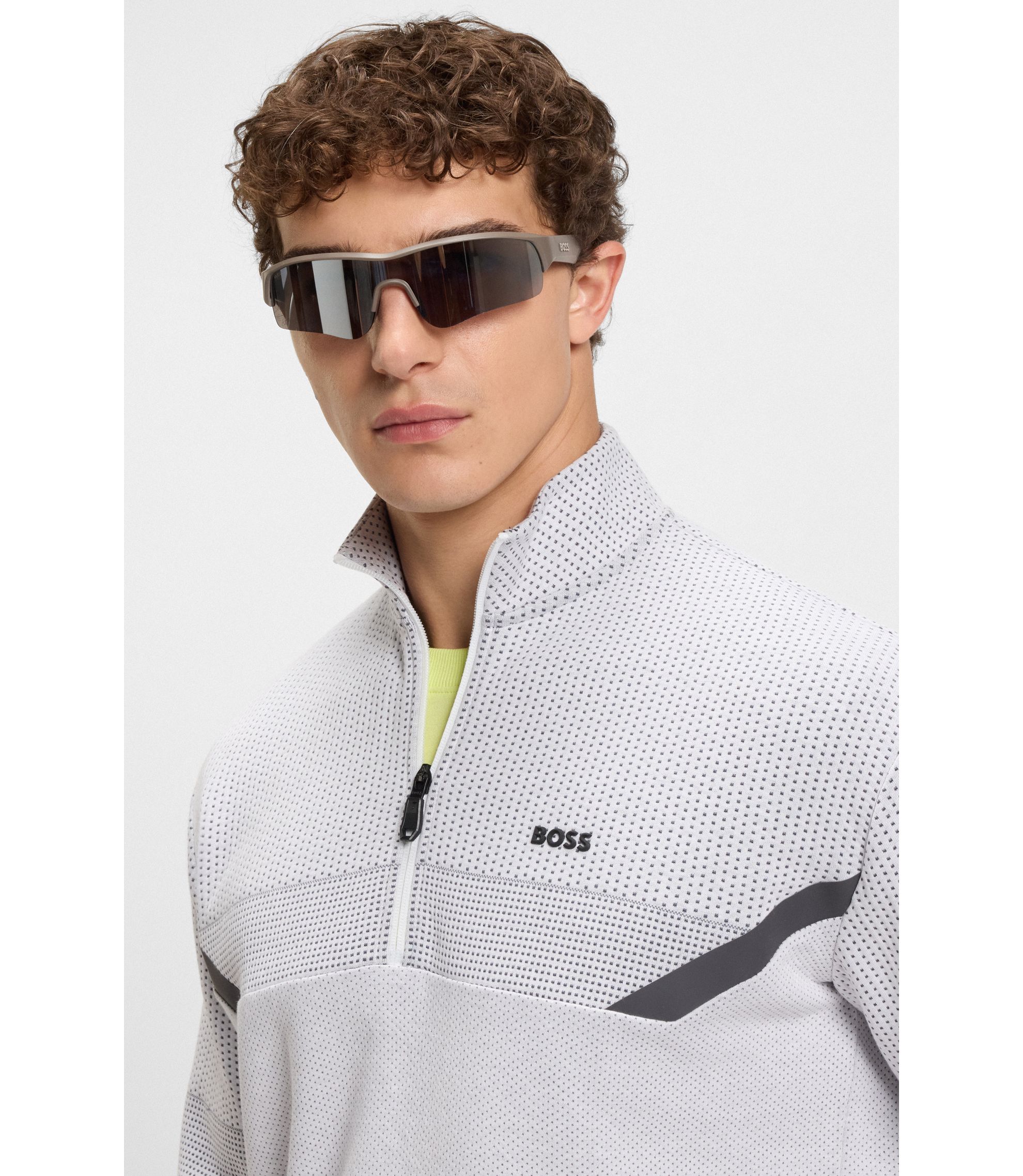 BOSS - Quilted-jacquard sweatshirt in a relaxed fit - White