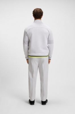 Sweat d&eacute;contract&eacute; en jacquard matelass&eacute; &agrave; encolure zipp&eacute;e , Blanc