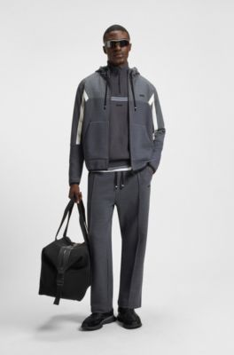 Quilted-jacquard tracksuit bottoms in a relaxed fit, Dark Grey