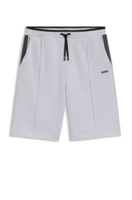 Short d&eacute;contract&eacute; en jacquard matelass&eacute;, Blanc