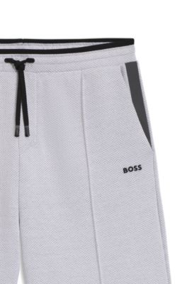 Short d&eacute;contract&eacute; en jacquard matelass&eacute;, Blanc