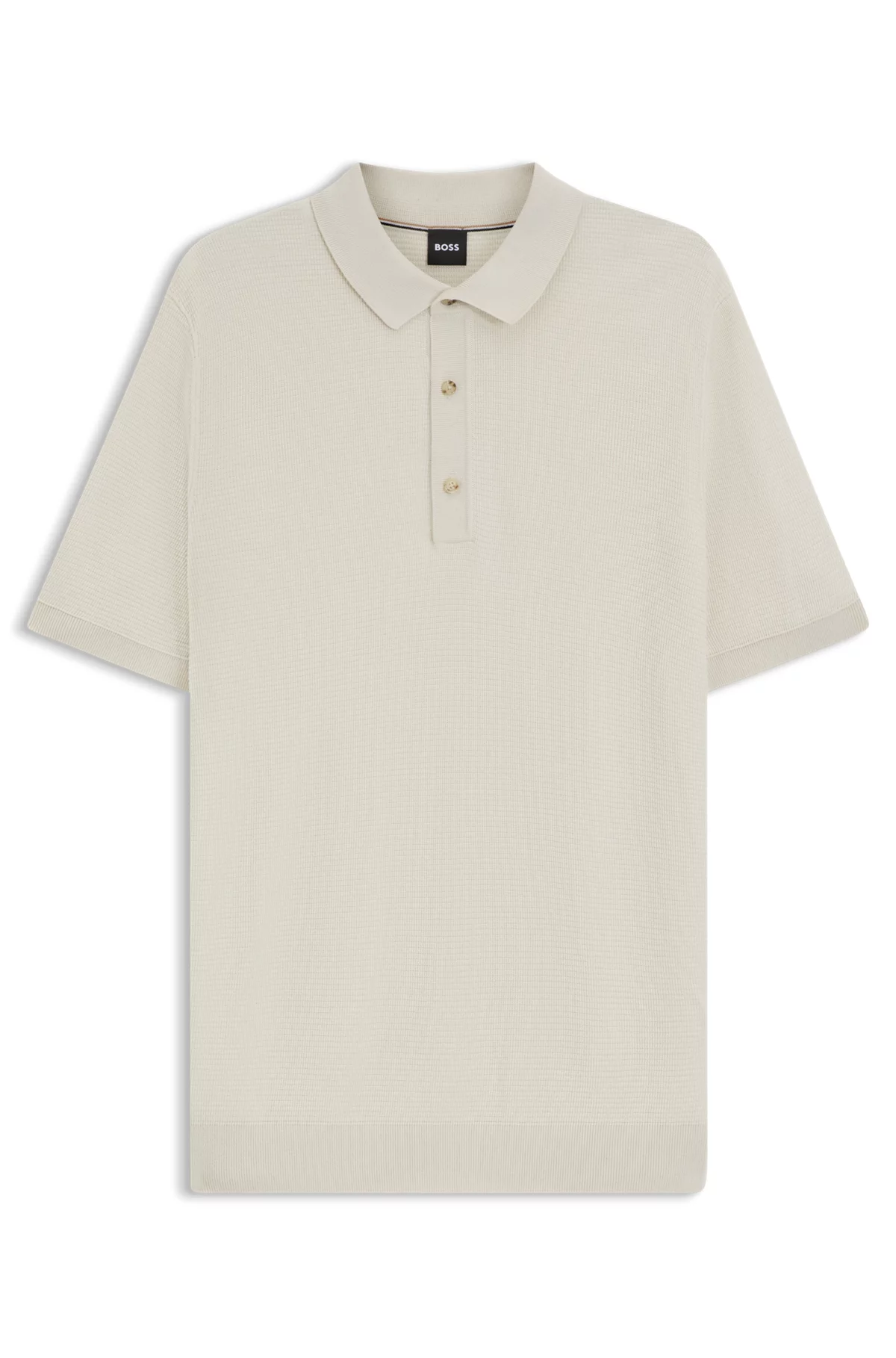 Polo de punto regular fit mezclado con algodón, Blanco