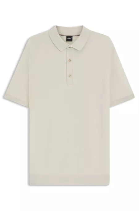 Knit polo sweater with rich structure