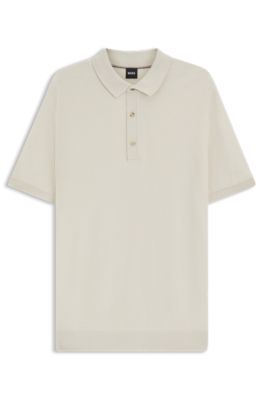Polo de punto regular fit mezclado con algod&oacute;n, Blanco