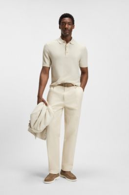 Polo de punto regular fit mezclado con algod&oacute;n, Blanco