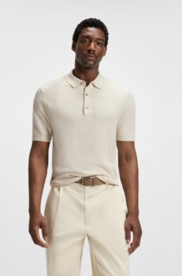 Polo de punto regular fit mezclado con algod&oacute;n, Blanco