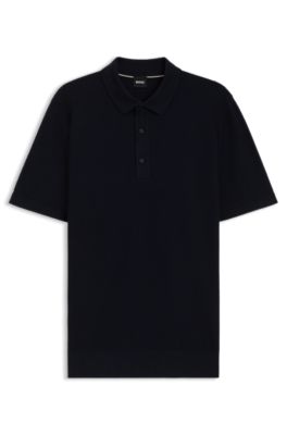 Polo de punto regular fit mezclado con algod&oacute;n, Azul oscuro