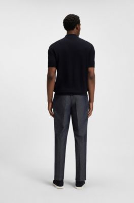 Polo de punto regular fit mezclado con algod&oacute;n, Azul oscuro