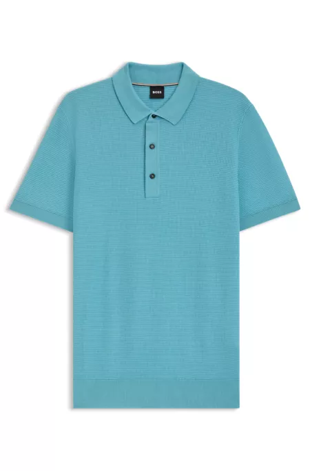 Knit polo sweater with rich structure