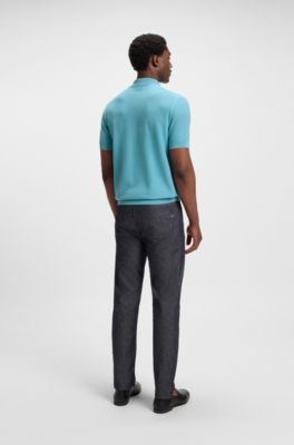 Polo de punto regular fit mezclado con algod&oacute;n, Celeste