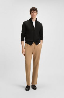 Zip-front cardigan with knitted structure, Black