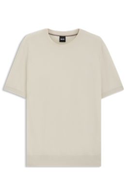 Knit sweater with mixed structures, White