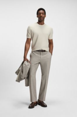 Knit sweater with mixed structures, White