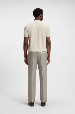 Knit sweater with mixed structures, White