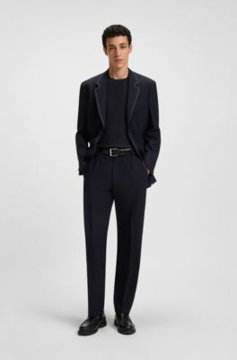 Pull en maille avec m&eacute;lange de structures, Bleu fonc&eacute;