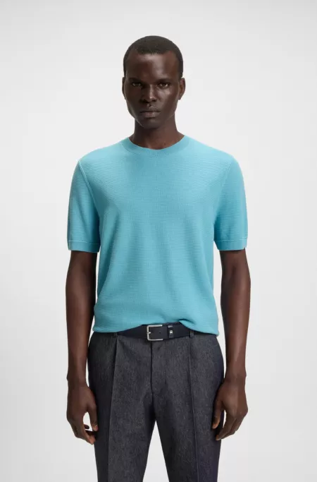 Knit sweater with mixed structures