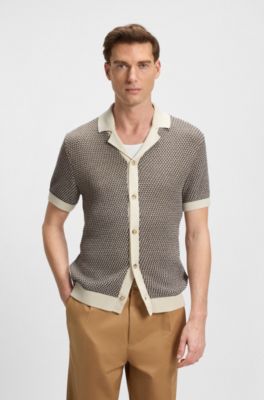 Cotton knit cardigan in a regular fit, Patterned