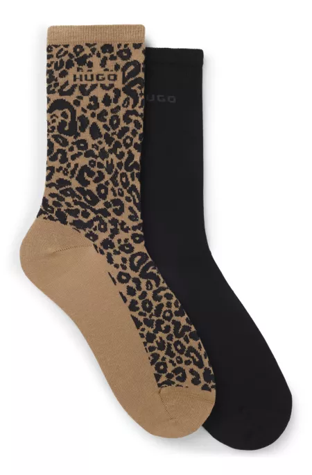 Two-pack of leopard-detail socks in a regular length