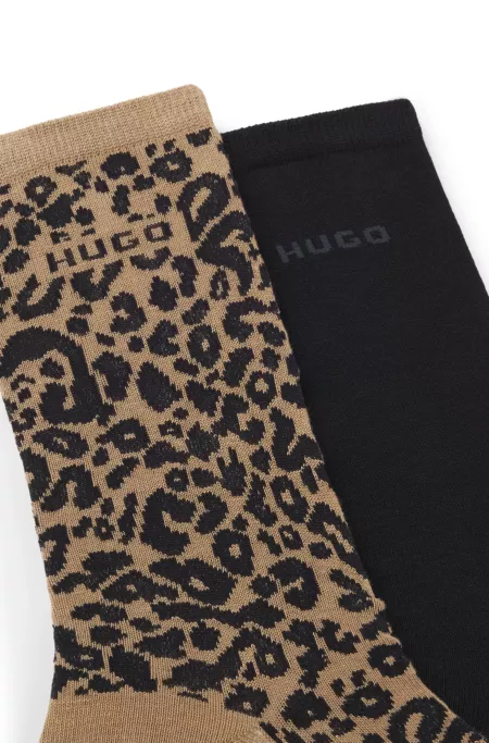 Two-pack of leopard-detail socks in a regular length