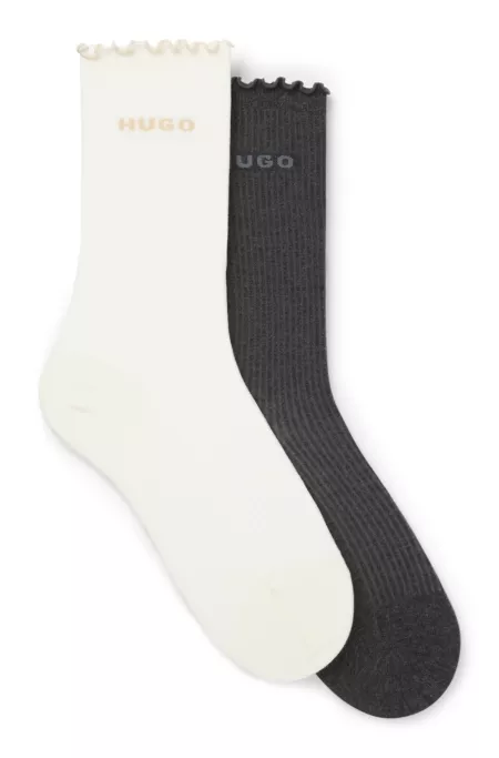 Two-pack of lettuce-cuff socks in a regular length