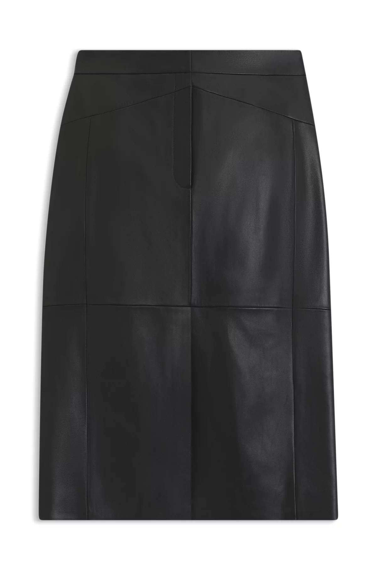 Falda lápiz en piel lustrosa, Negro